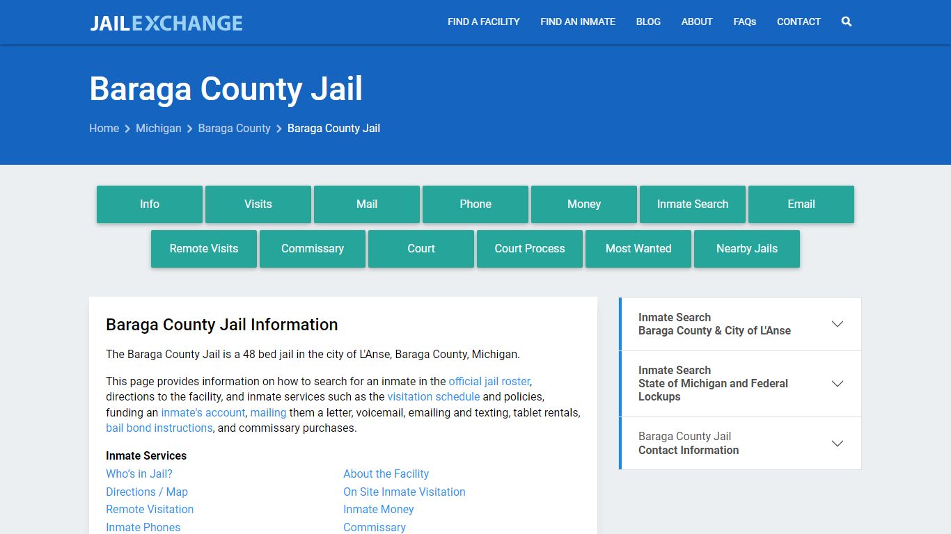 Baraga County Jail, MI Inmate Search, Information